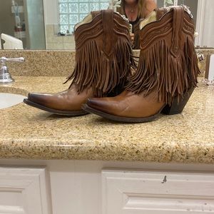 Corral Brown Fringe Ankle Cowgirl Boots LIKE NEW!